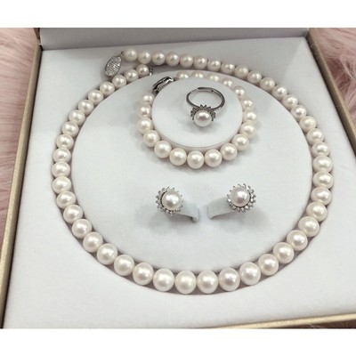 Bộ Trang Sức Ngọc Trai Size Hạt 10ly Tròn Đều Sang Trọng Set Trang Sức Làm Quà Tặng - Ngọc Trai Trường Thịnh