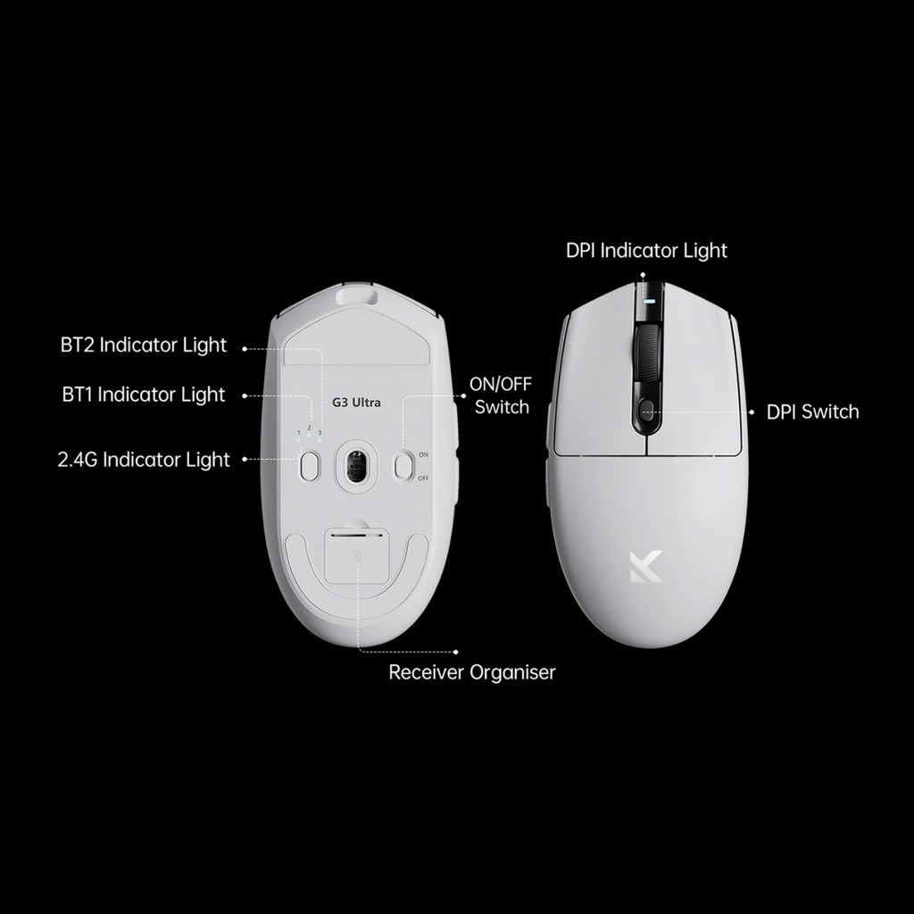 Chuột không dây Mchose G3 V2 - 3 mode kết nối - Pin 800mah - Chip 3311 - DPI 22000 | BigBuy360 - bigbuy360.vn