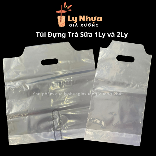 500gr Túi Đựng 1 Ly và 2 Ly Trà Sữa, Túi Đựng Ly Trà Sữa Có Vách Ngăn Nhựa PP Có Quai Xách