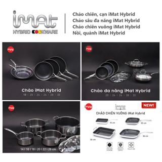 [Hàng chính hãng-iMat] Nồi chảo chống dính iMat Hybrid Ceramic lòng đen 18 I20 I24 I26 I28 I30 I32cm