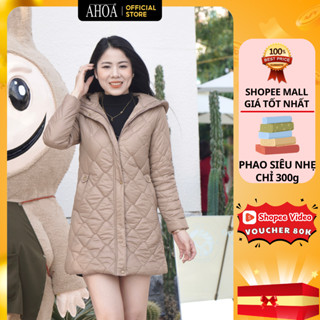  Áo Phao Nữ Dáng Dài Có Mũ AHOA Siêu Nhẹ Áo Khoác Phao Mùa Đông Trung Niên Cho Mẹ Trần Trám Cao Cấp P4 Dài 