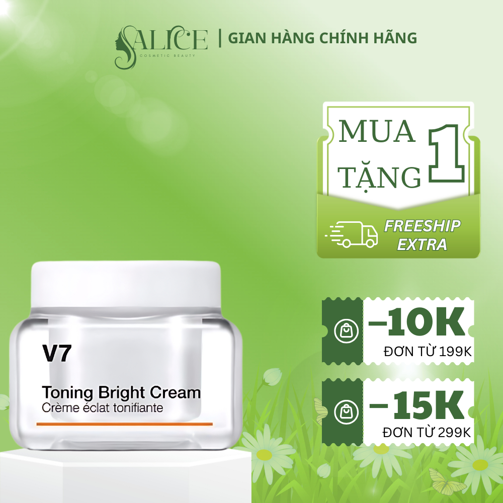Kem Dưỡng Trắng Da V7 Toning Light  Hàn Quốc,  50Gr Dưỡng Trắng Căng Bóng, Nâng Tone