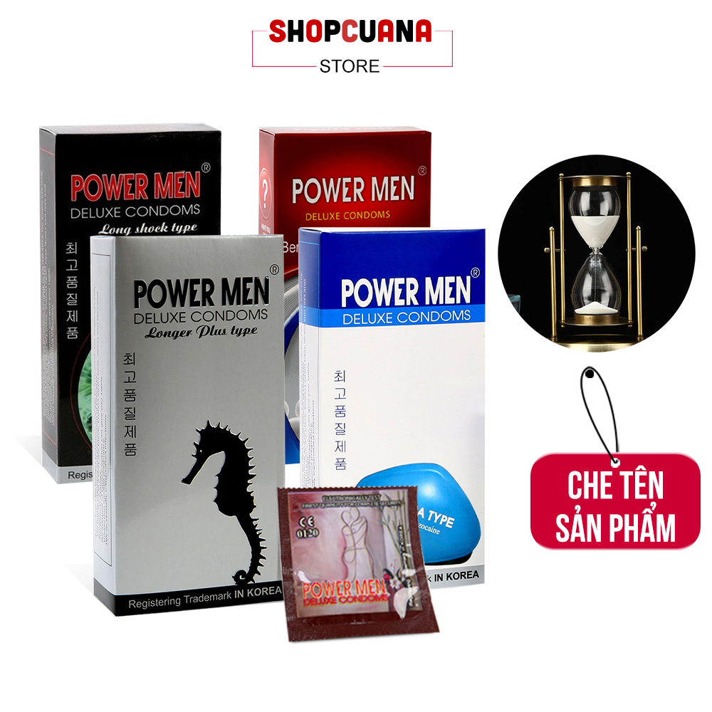 Combo Bao Cao Su Power Men Hàn Quốc (Hộp 12C) - Bcs Siêu Mỏng, Gân Gai, Size 52mm Ôm Vừa Vặn