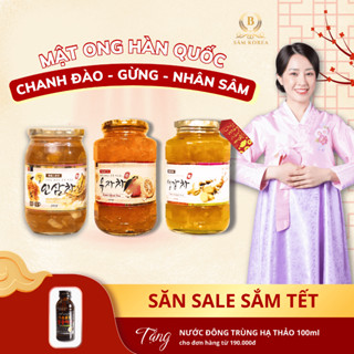 Mật ong Hàn Quốc ngâm gừng chanh đào nhân sâm tăng cường đề kháng giảm đau buốt họng ngăn ngừa cảm lạnh