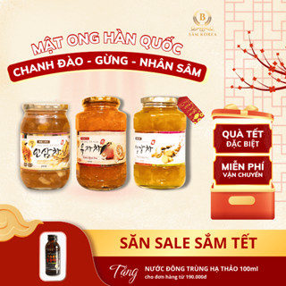 Mật ong Hàn Quốc ngâm chanh đào gừng nhân sâm tăng cường đề kháng giảm đau buốt họng ngăn ngừa cảm lạnh