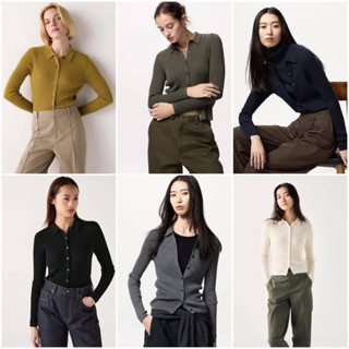 Áo Cardigan Len Gân Merino Uni