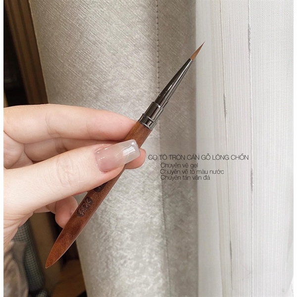 Cọ vẽ màu nước tán vân đá PAULA thân gỗ khắc chữ chính hãng đồ nail chính hãng Kemnail86