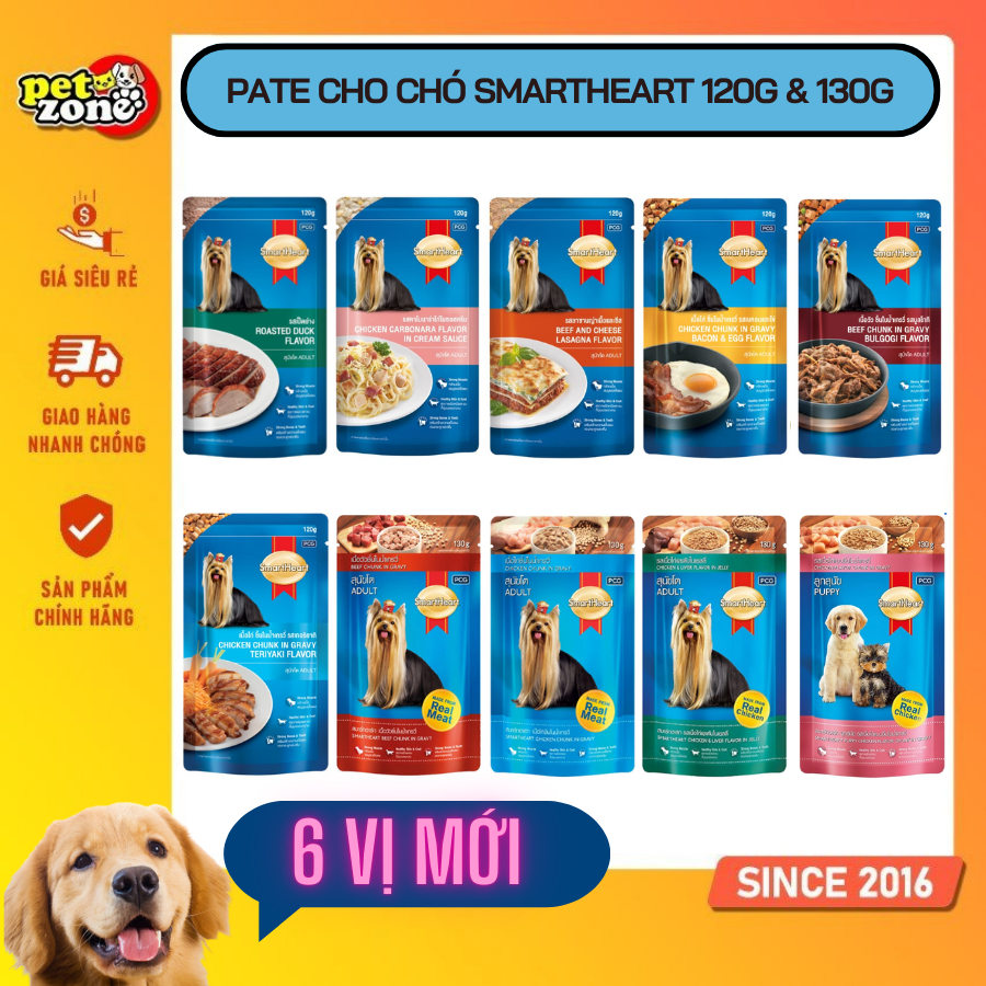 Pate cho chó SmartHeart  120g & 130g (Date xa - Đủ vị) (6 VỊ MỚI)