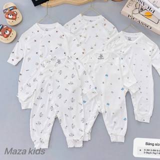 Body dài tay bộ body bé trai bé gái sơ sinh MZ nền trắng hoạ tiết chất Nous cao cấp mềm mịn mát co dãn bốn chiều