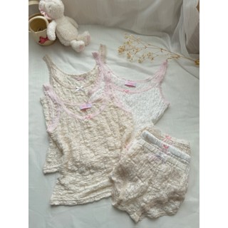 MOLLY SET| Set đồ ngủ nữ mặc nhà, áo dây viền ren, quần short form tí hon ngắn hở mông| chất vải mỏng freesize