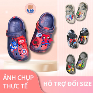 Dép Sục Cho Bé TeddyHouse Sục Cho Bé Trai Bé Gái Quai Hậu Cross Siêu Nhân Người Nhện Đi Mưa Siêu Nhẹ Êm Chân TD37