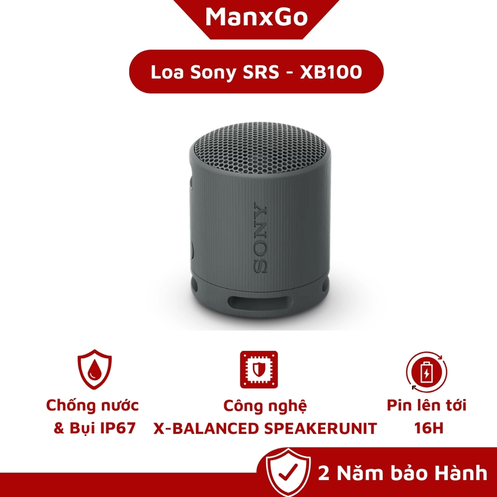 Loa Sony SRS-XB100 (Pin 16h | Công suất 5W | IP67 | Bluetooth 5.3 | Fast Pair | Sound Diffusion Processor) | BigBuy360 - bigbuy360.vn