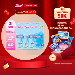 Bộ 3 Băng vệ sinh Diana hàng ngày Sensi Cool Fresh gói 40 miếng