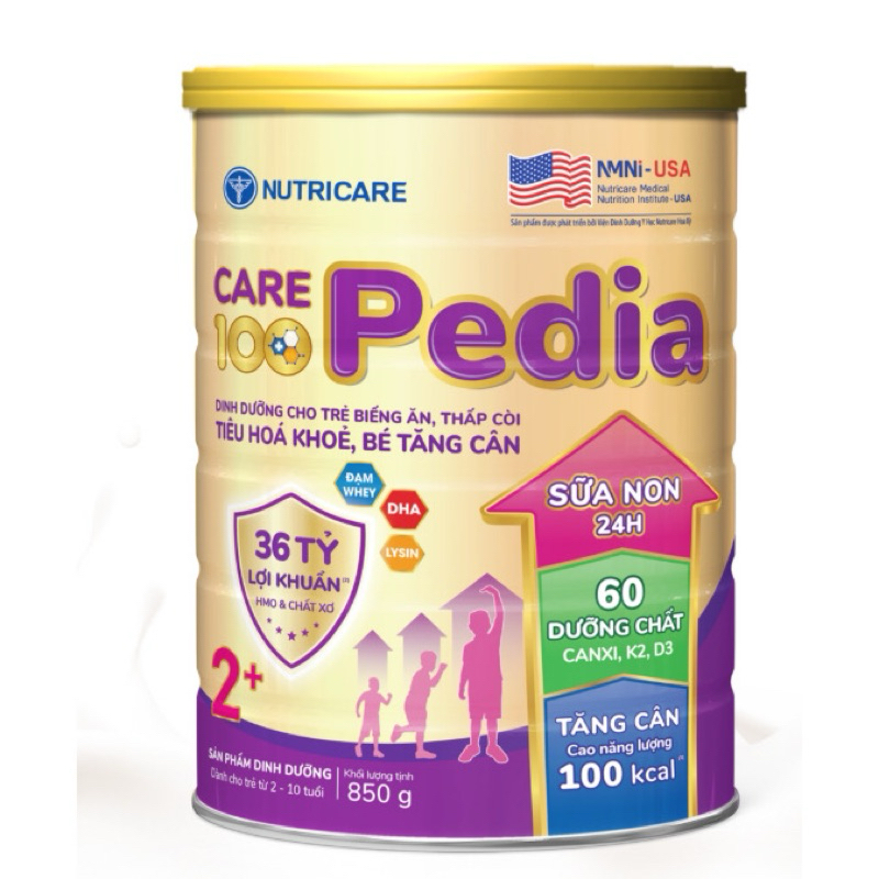 (Mẫu mơi) Sữa bột care 100 Pedia số 0/1/2 850g