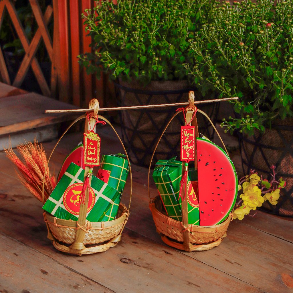 Set Quang Gánh Tre Mi Ni Trang Trí Decor Tết
