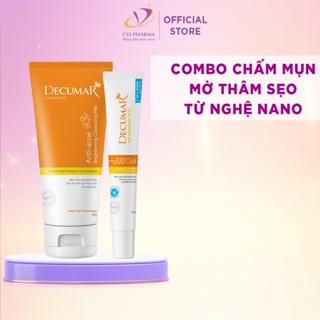 Combo gel chấm mụn và sữa rửa mặt Decumar THC giảm mụn, mờ thâm sẹo từ nghệ không màu THC03, DSM02