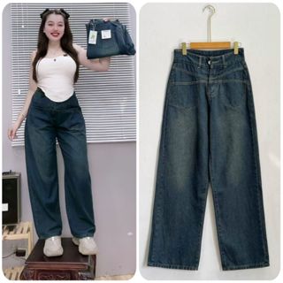 Quần jean ống xuông đứng bigsize nữ lưng cao hách dáng vải demin dày dặn màu sắc basic dễ phối đồ-J9