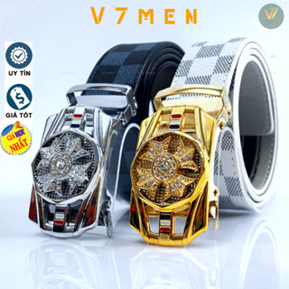 🌟 SỐC 🌟 Thắt lưng nam da cao cấp khóa kim loại tự động v7men - Nịt Nam Mặt Xoay Phong Cách Hàn Quốc