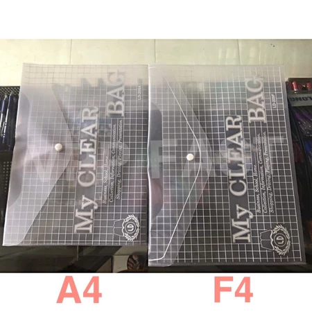 Bìa Nút Nhựa A4/F4 My Clear, bìa đựng tài liệu hồ sơ giấy tờ văn phòng
