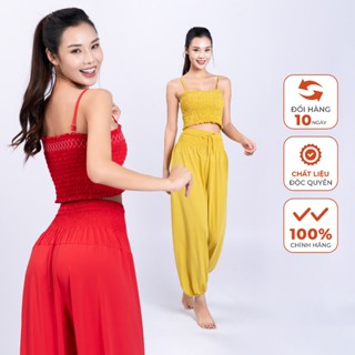 Bộ Tập Yoga Nữ Livan Sport LV24N01F505 Smoking Áo Croptop 2 Dây Kèm Đệm Rời & Quần Alibaba Thoải Mái Vận Động