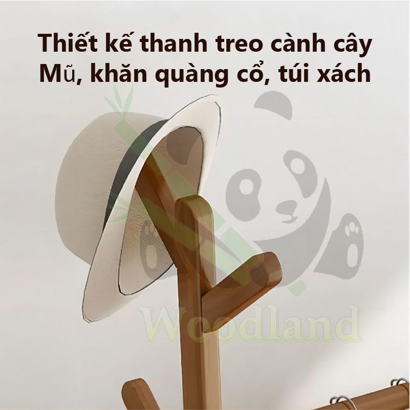 LACCOHUG Giá treo quần áo Móc treo đồ bằng tre đơn giản tích hợp ngăn kéo đa năng tiết kiệm | BigBuy360 - bigbuy360.vn
