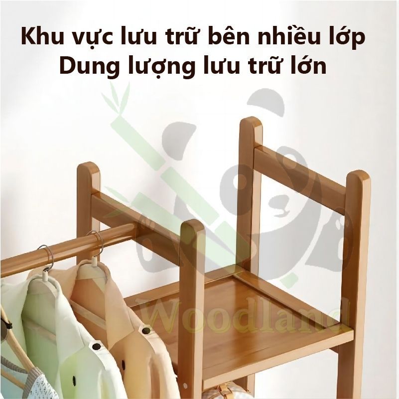 LACCOHUG Giá treo quần áo Móc treo đồ bằng tre đơn giản tích hợp ngăn kéo đa năng tiết kiệm | BigBuy360 - bigbuy360.vn