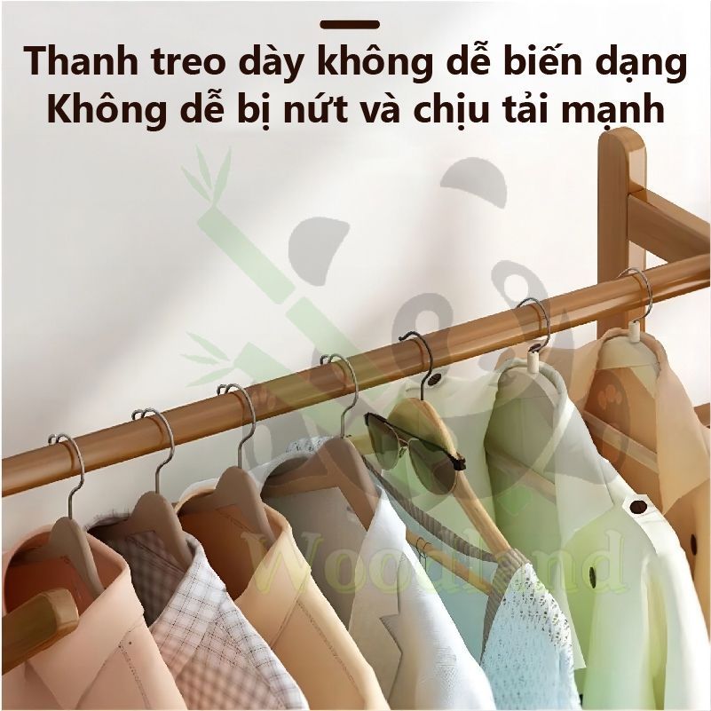 LACCOHUG Giá treo quần áo Móc treo đồ bằng tre đơn giản tích hợp ngăn kéo đa năng tiết kiệm | BigBuy360 - bigbuy360.vn