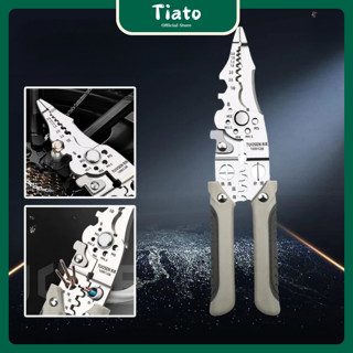 Kìm thép tuốt dây điện đa năng 12 trong 1, Kìm điện đa năng thép gió HSS, lò xo ẩn - TIATO STORE