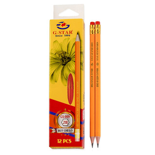 12 Cây/Hộp Bút Chì Gỗ GSTAR 2B/3B/4B/5B/6B Có đầu tẩy