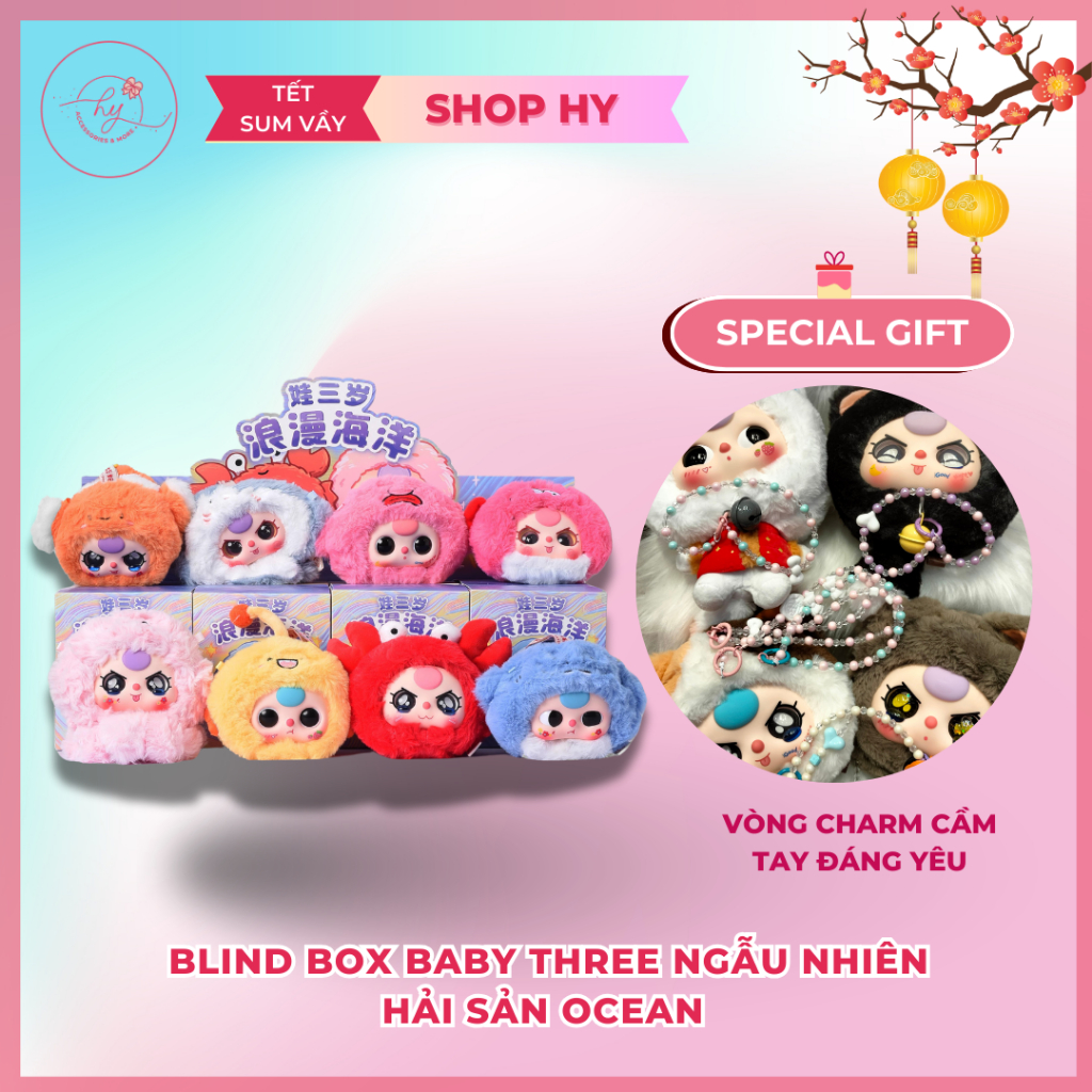Blindbox Baby Three Hải Sản Ocean, Romantic Ocean Series Vinyl Face Chính Hãng Shop Hy 16cm