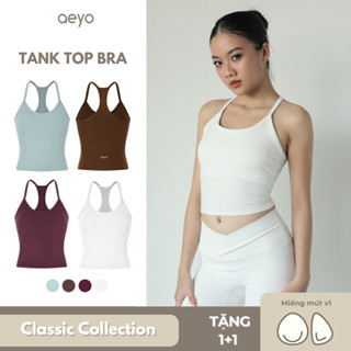 aeyo | Áo croptop tập yoga gym nữ Tank Top hai dây, mút rời, chất liệu vải thun cao cấp, ôm sát