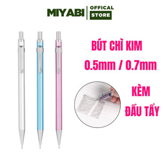 Bút chì kim học sinh Deli kèm đầu tẩy - Ngòi 0.5/0.7mm - Vỏ kim loại không hao mòn chống gỉ- bút chì kim bấm