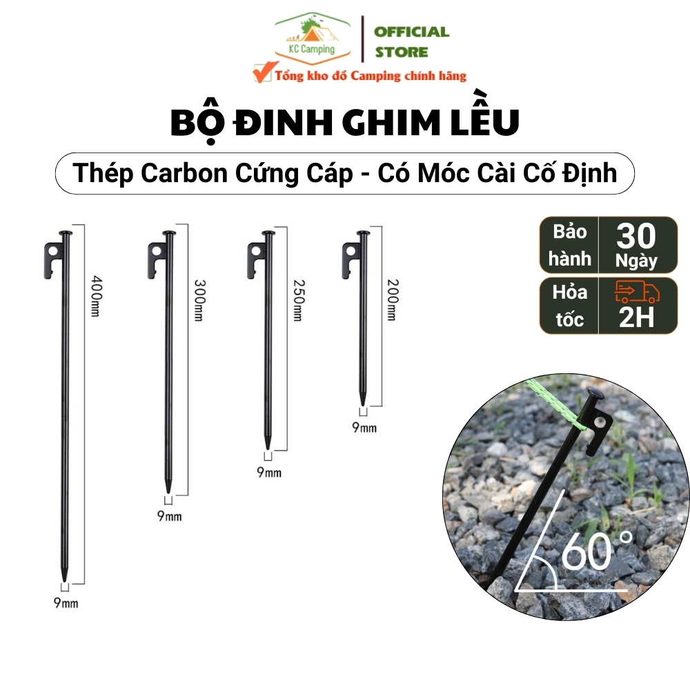 Đinh Ghim Lều, Đinh Neo Lều Cắm Trại Chất Liệu Thép Siêu Cứng Dùng Giữ Chắc Lều,Cọc Ghim Lều Camping