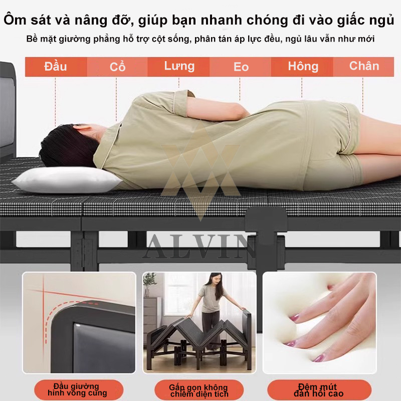 ALVIN giường gấp gọn hàng nhập khẩu Thoải Mái Êm Ái Tháo Lắp Tiện Lợi giường gấp gọn thông minh 1m9 | BigBuy360 - bigbuy360.vn