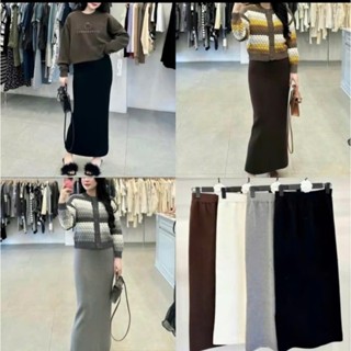 chân váy len lông thỏ dáng dài chữ a cạp chun lưng cao