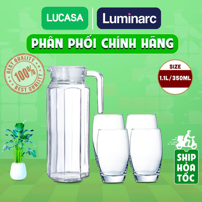 Bộ Bình Ly Thủy Tinh Luminarc Octime Salto 5 Món 1.1L/350ml - 5L2664L2560 | Phân Phối Chính Hãng