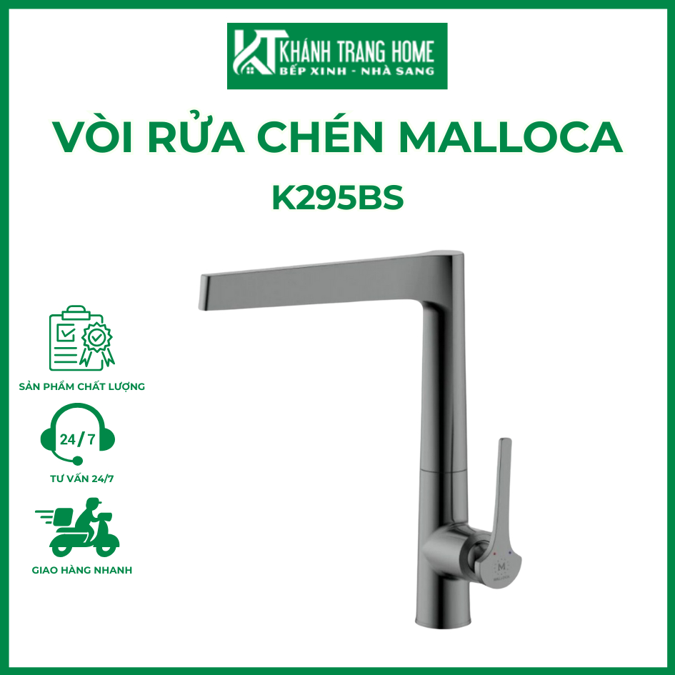 Vòi rửa chén MALLOCA K295BS, 2 nước nóng lạnh, hàng chính hãng, bảo hành 36 tháng - Khánh Trang Home