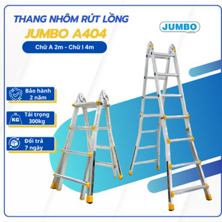 Thang nhôm rút lồng JUMBO A404, chữ A cao nhất 2.0m, chữ I cao nhất 4.0m, tải trọng 300kg