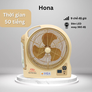 Quạt sạc tích điện Honjianda 323 lồng quạt 12 inch tích hợp đèn LED sử dụng 50 tiếng