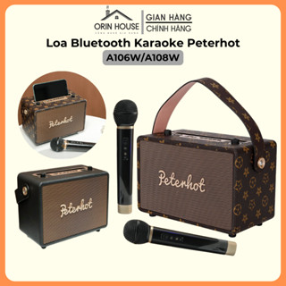 Loa Karaoke Peterhot A108W, A106W Kèm 2 Micro Không Dây, Loa Bluetooth Âm Thanh Siêu Đỉnh, Bass Cực Căng