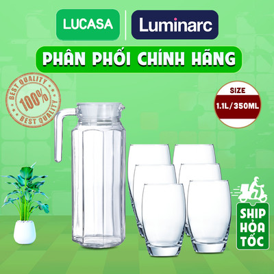 Bộ Bình Ly Thủy Tinh Luminarc Octime Salto 7 Món 1.1L/350ml - 7L2664L2560 | Phân Phối Chính Hãng