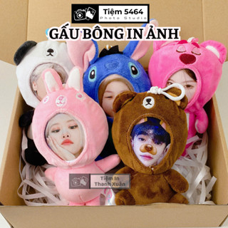 Gấu bông in ảnh mặt móc khóa đôi gấu bông in ảnh ghép hình mặt theo yêu cầu