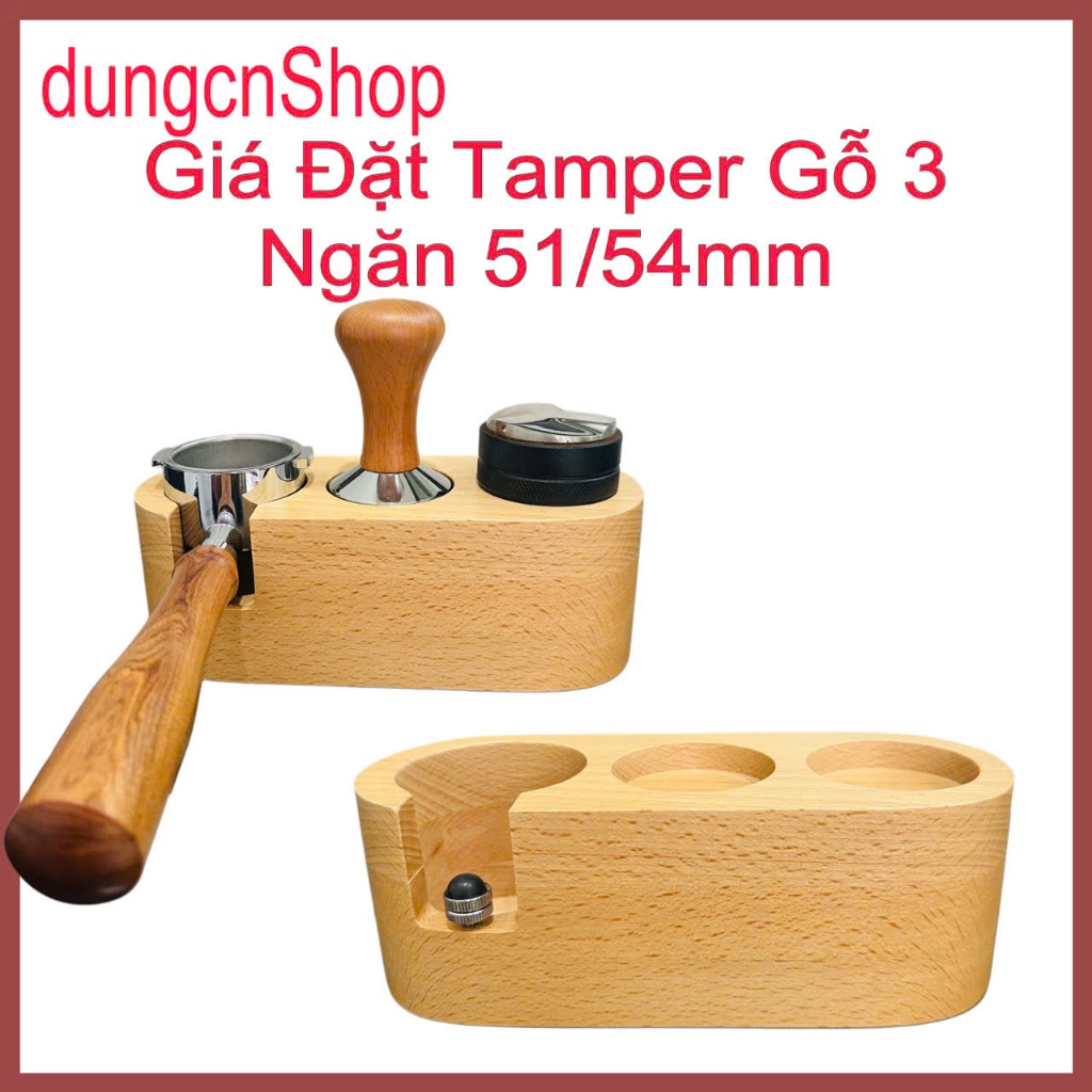 Giá Đặt Tamper Gỗ 3 Ngăn/Đế đặt tamper gỗ 3 ngăn/Tamper Base 51mm 54mm