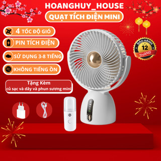 Quạt tích điện mini cầm tay để bàn AM-F5 pin 2400mAh 4 tốc độ gió hợp cho trẻ nhỏ, sinh viên, nhân viên văn phòng