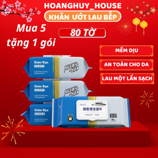 Khăn ướt lau bếp đa năng, giấy ướt lau vệ sinh nhà bếp, bát đĩa cơ lớn siêu dai an toàn cho da tay