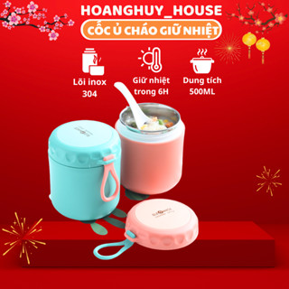 Hộp cốc đựng canh giữ nhiệt, cốc ủ cháo lõi inox nhỏ gọn tiện lợi cho học sinh và dân văn phòng