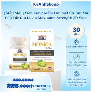    Mẫu Mới   Viên Uống Giảm Cân Siết Cơ Tan Mỡ Cấp Tốc Gin Clean Maximum Strength 30 Viên 
