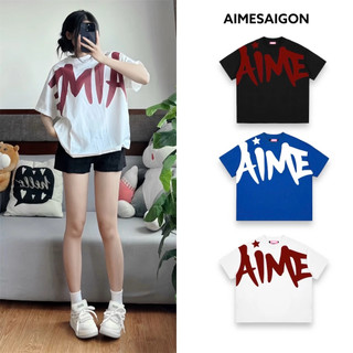 Áo Thun Big Boxy AIMÉ Cotton Cổ Tròn Nam Nữ Unisex phong cách trẻ trung năng động