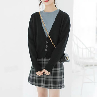 Áo khoác len cổ tim 3 nút lửng.