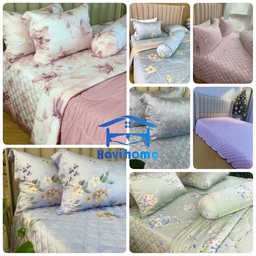 [100% TENCEL 60s] BỘ CHĂN GA PHỦ DRAP CHẦN LỤA TENCEL cao cấp 60s có mền, áo gối ôm siêu sang, cực m